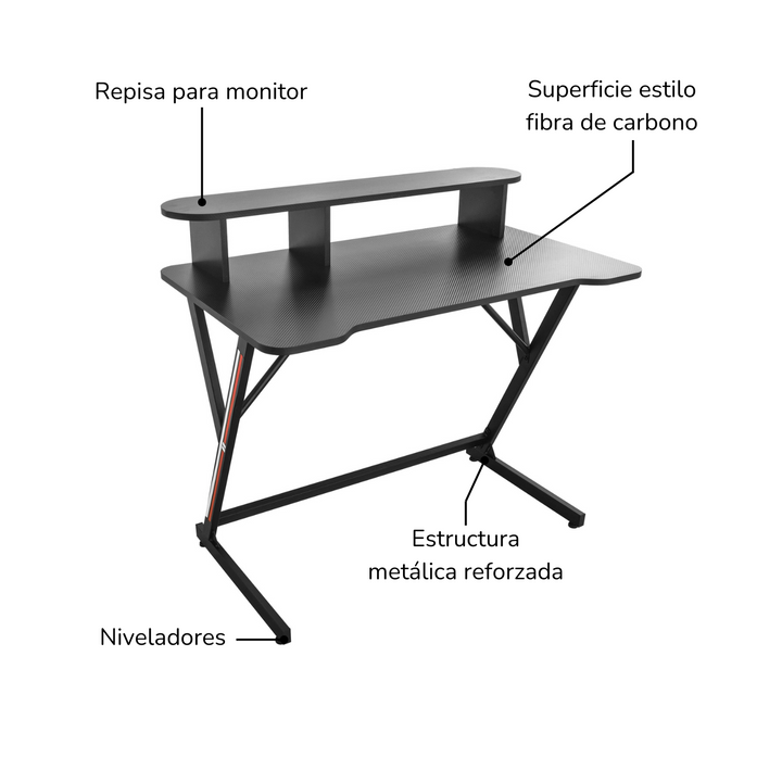 Escritorio para Computadora Moderno con Repisa Negro