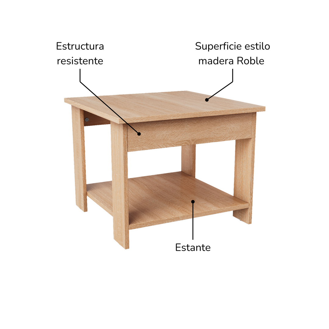 Mesa Auxiliar Minimalista Estilo Madera Roble