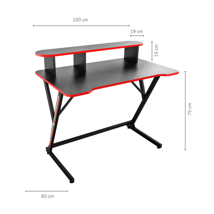 Escritorio para Computadora Moderno con Repisa Rojo