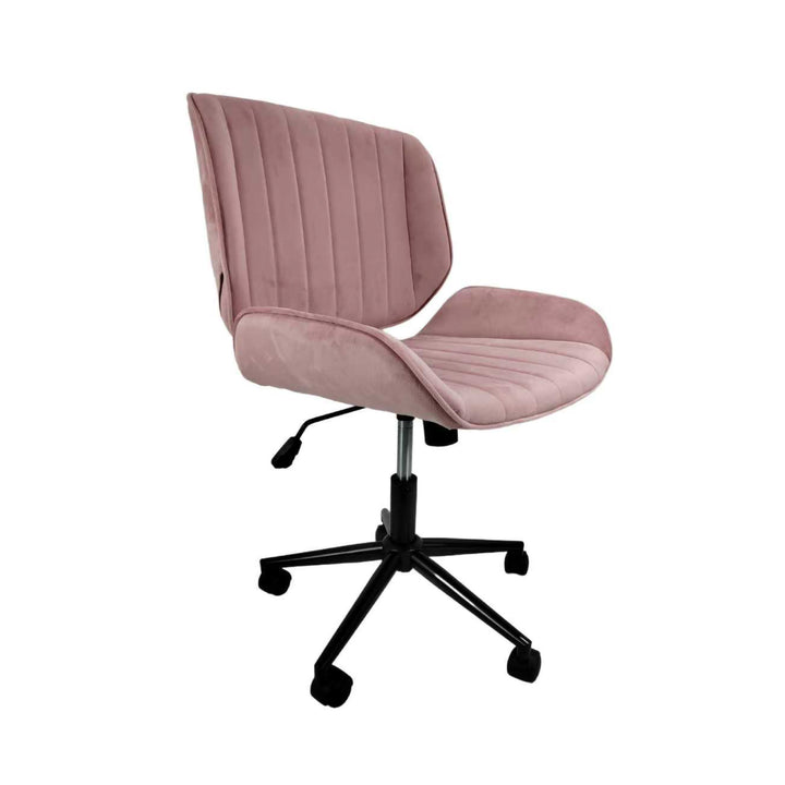 Silla de Oficina Acanalada de Terciopelo Rosa