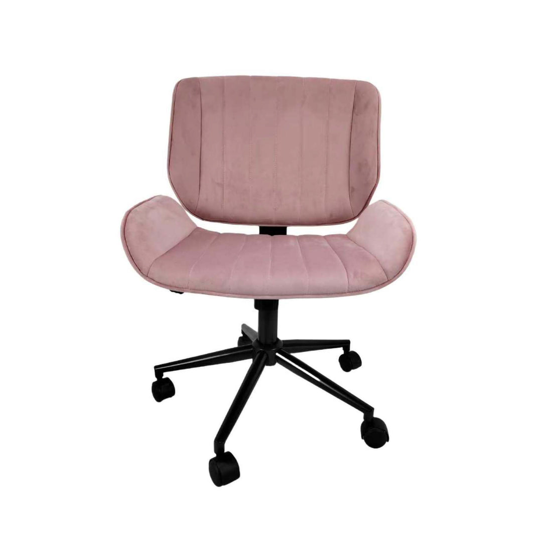 Silla de Oficina Acanalada de Terciopelo Rosa