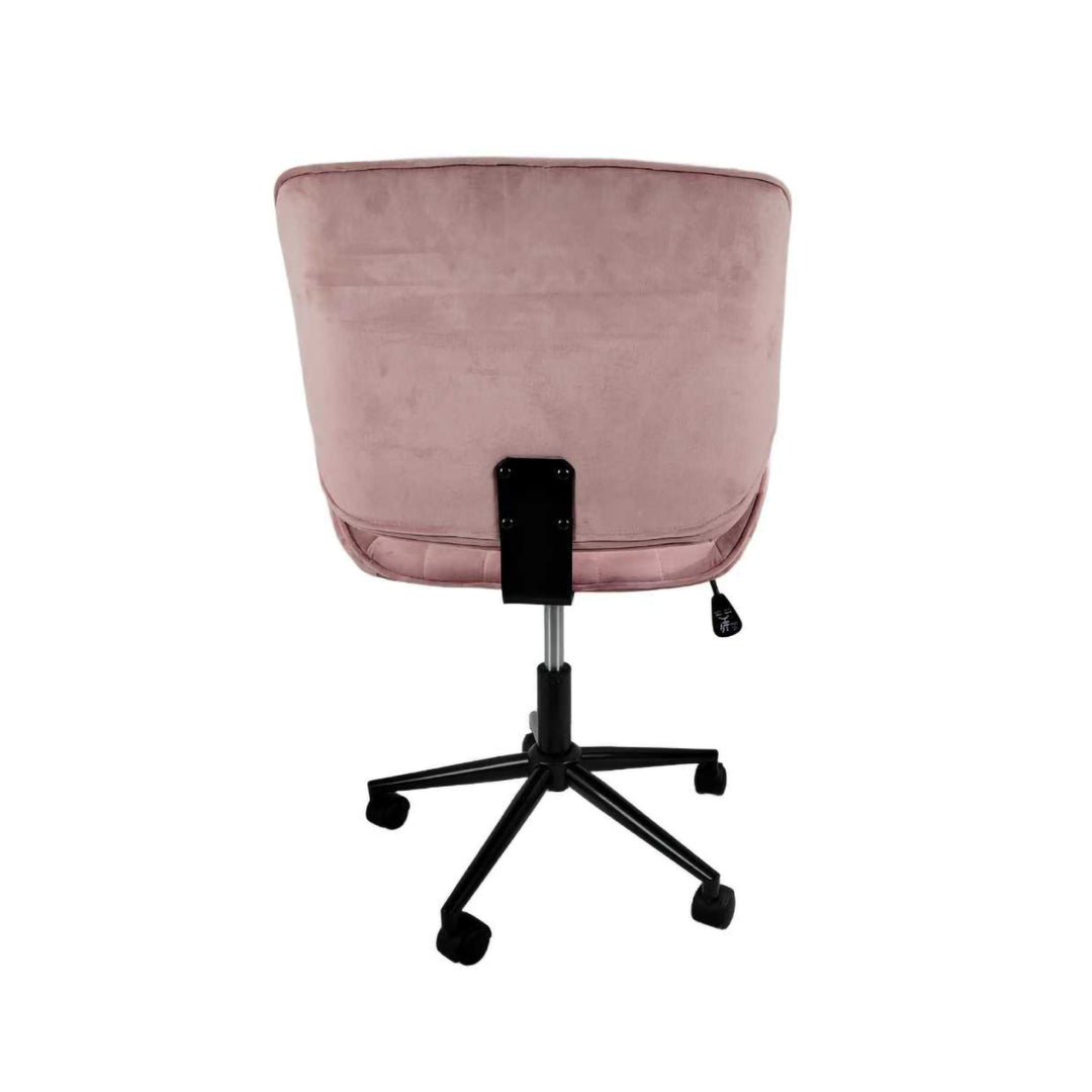 Silla de Oficina Acanalada de Terciopelo Rosa