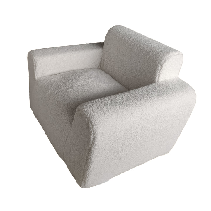 Puff Sillón Individual Tipo Sherpa Beige