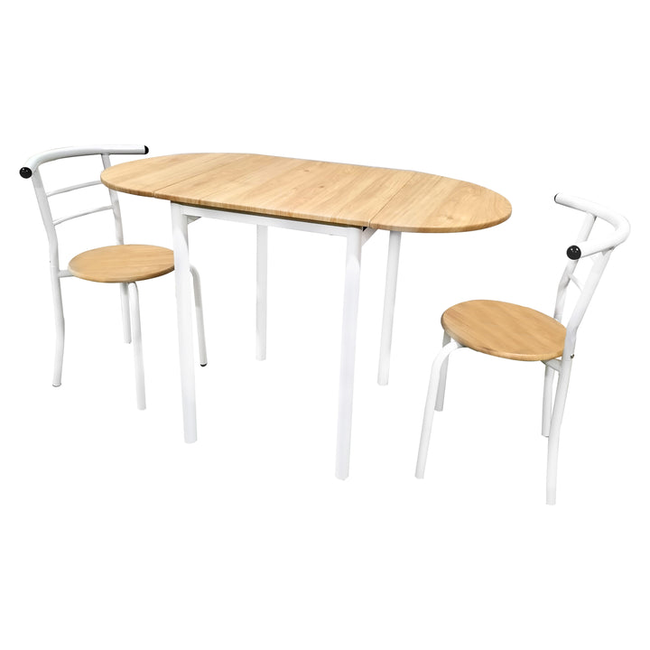 Set Comedor Mesa Ajustable + 2 Sillas Café y Blanco