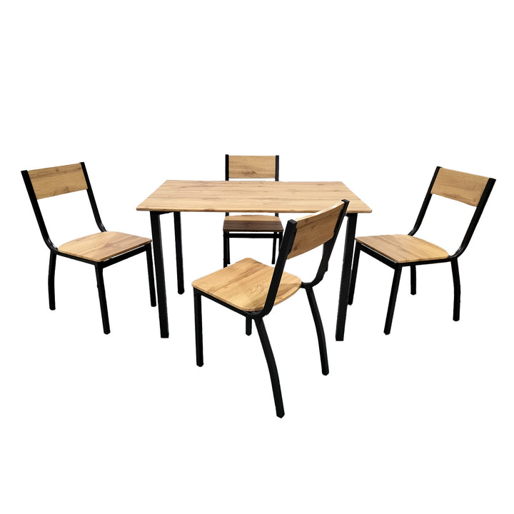 Set Comedor Mesa Rectangular + 4 Sillas Café y Negro