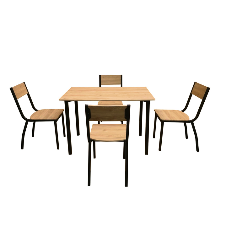 Set Comedor Mesa Rectangular + 4 Sillas Café y Negro