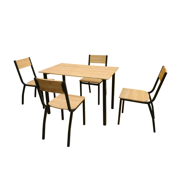 Set Comedor Mesa Rectangular + 4 Sillas Café y Negro