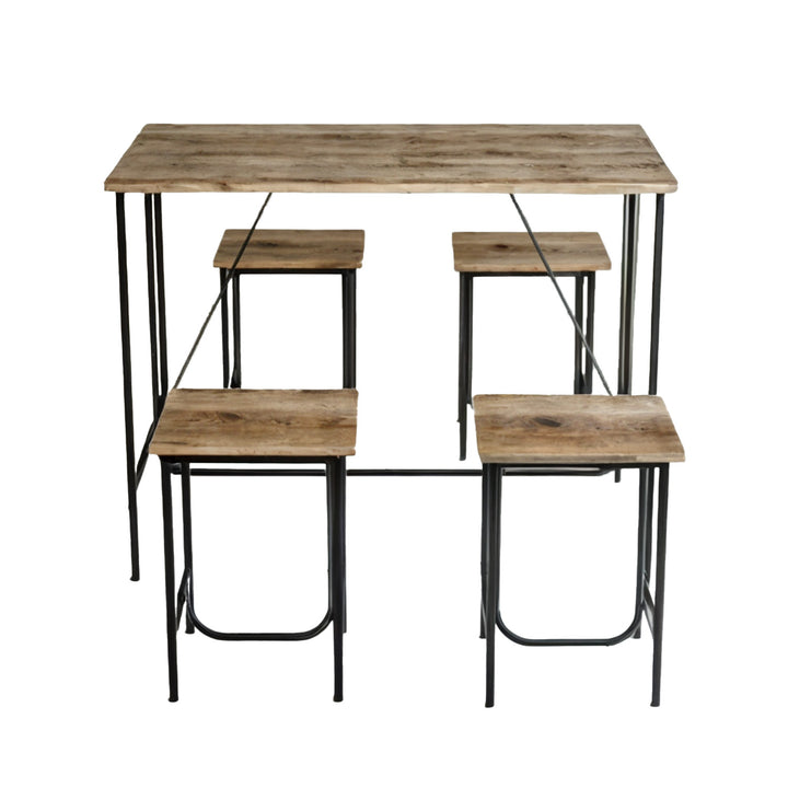 Set Comedor Mesa Rectangular + 4 Bancos Café y Negro