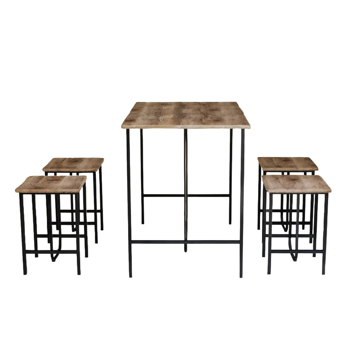 Set Comedor Mesa Rectangular + 4 Bancos Café y Negro