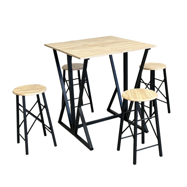 Set Comedor Mesa Ajustable + 4 Bancos Café y Negro