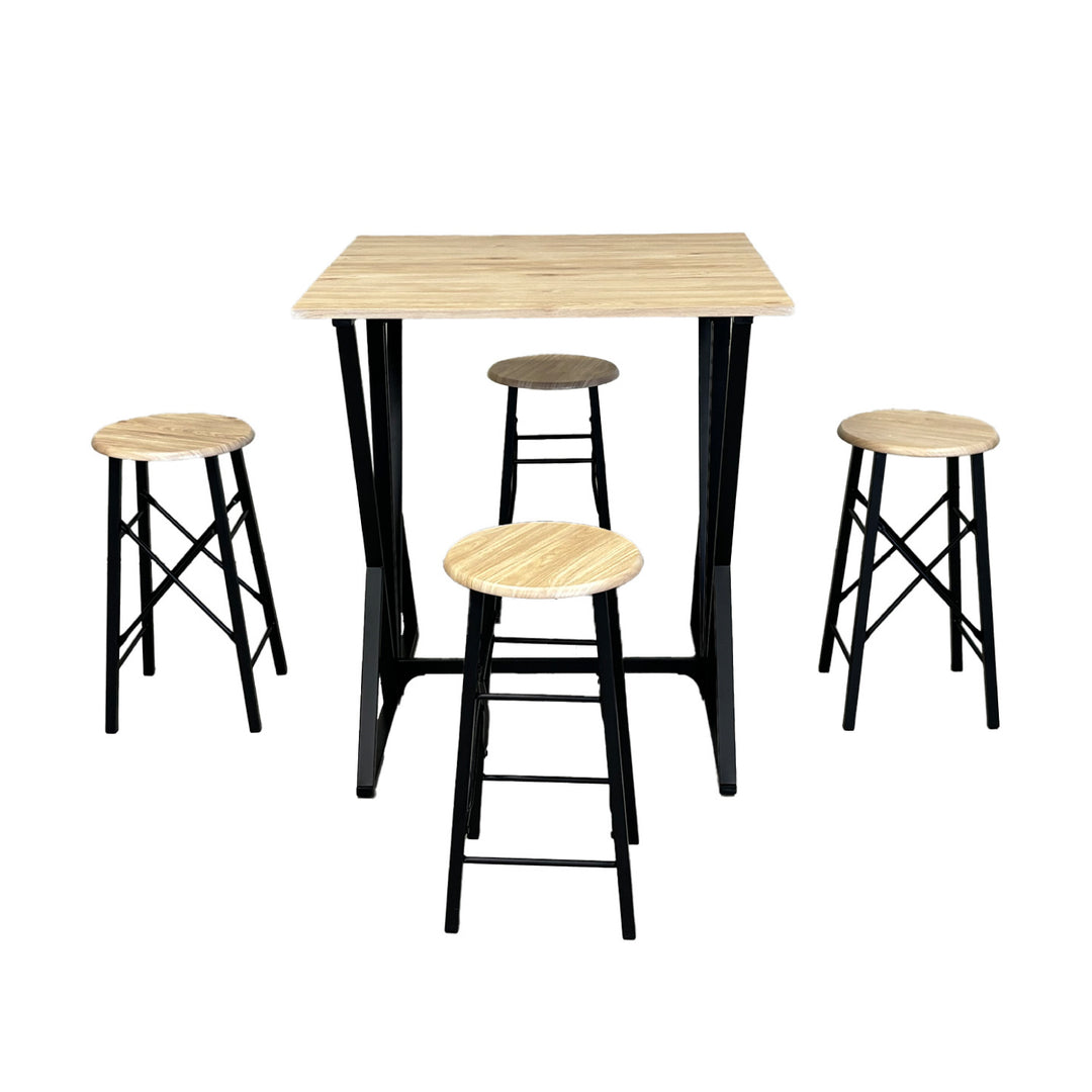 Set Comedor Mesa Ajustable + 4 Bancos Café y Negro