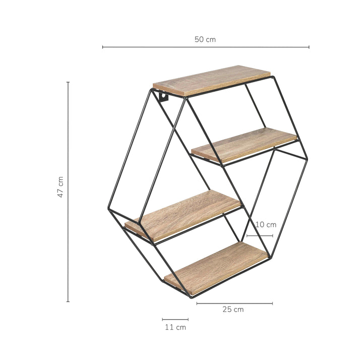 Repisa Flotante Macadamia Diseño Moderno Hexagonal