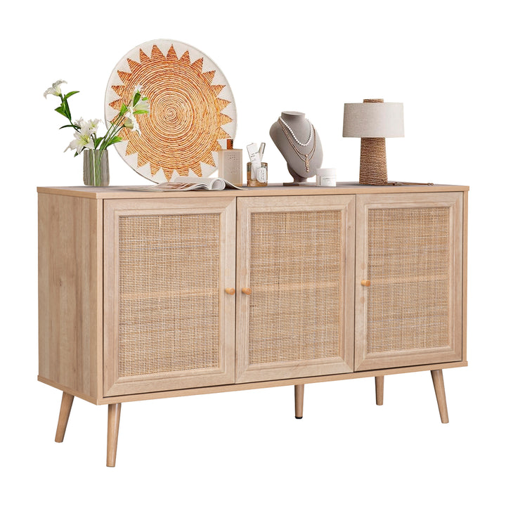 Credenza Bufetera con 3 Puertas de Ratán