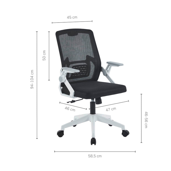 Silla de Oficina Ergonómica Brazos Abatibles Blanca y Negra