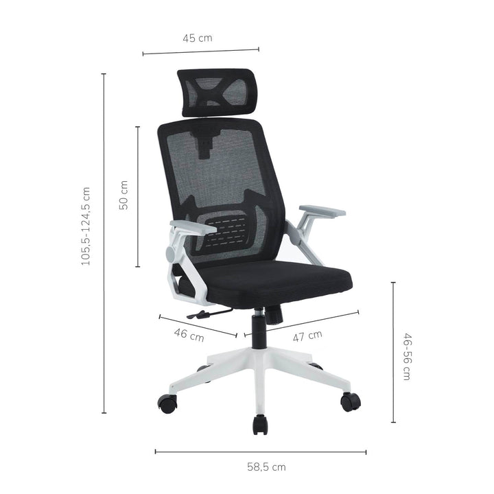 Silla de Oficina Ergonómica con Cabecero Blanca y Negra