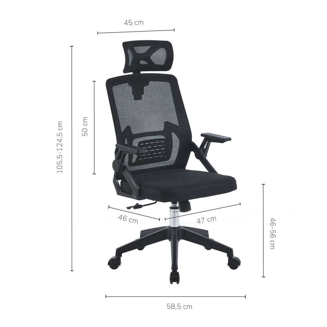 Silla de Oficina Ergonómica con Cabecero Negra