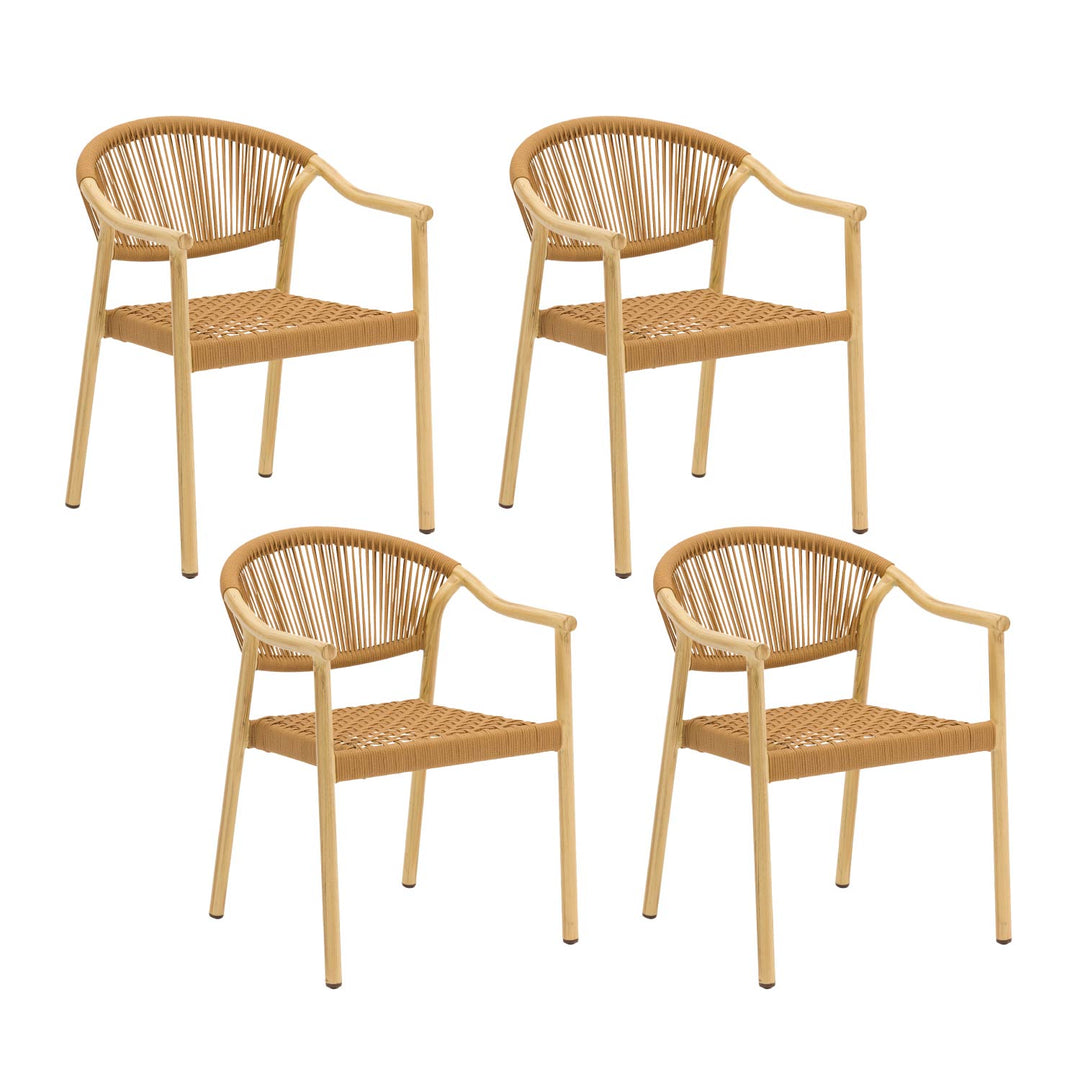 Set 4 Sillas de Exterior de Ratán Sintético Café Claro
