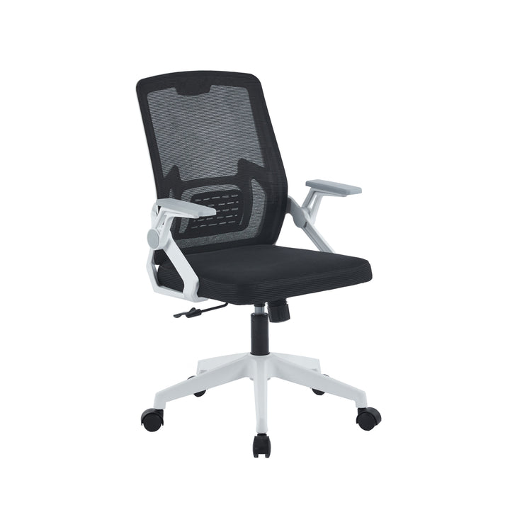 Silla de Oficina Ergonómica Brazos Abatibles Blanca y Negra