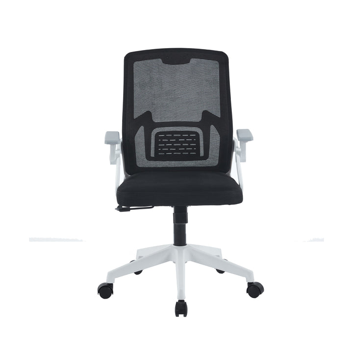 Silla de Oficina Ergonómica Brazos Abatibles Blanca y Negra