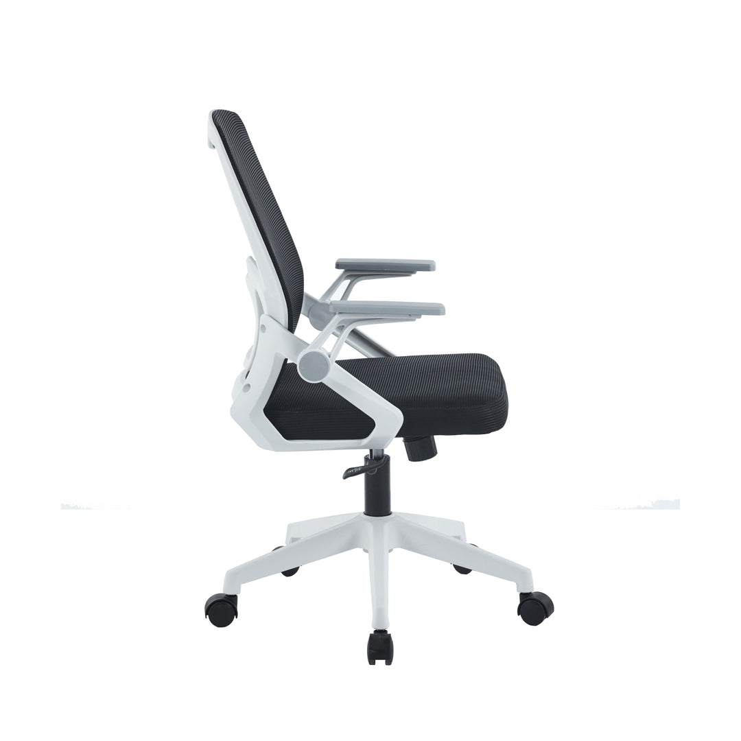 Silla de Oficina Ergonómica Brazos Abatibles Blanca y Negra