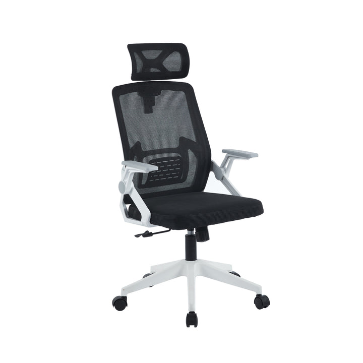 Silla de Oficina Ergonómica con Cabecero Blanca y Negra