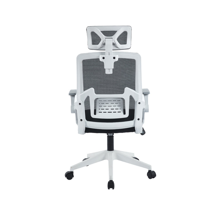 Silla de Oficina Ergonómica con Cabecero Blanca y Negra