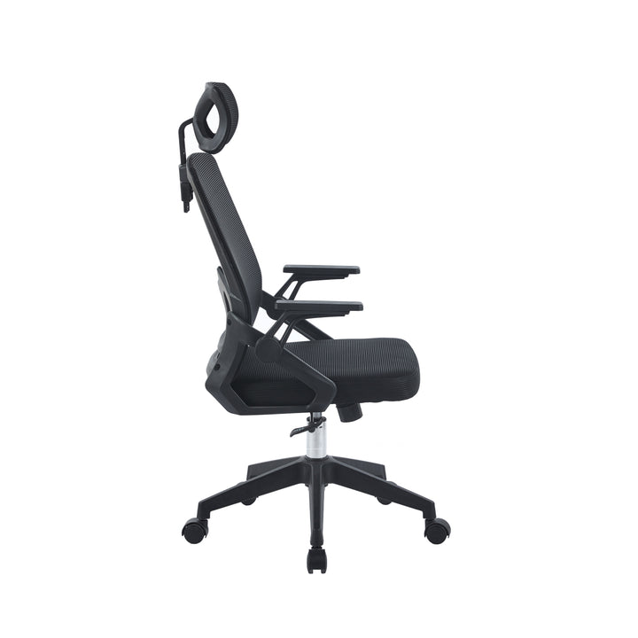 Silla de Oficina Ergonómica con Cabecero Negra