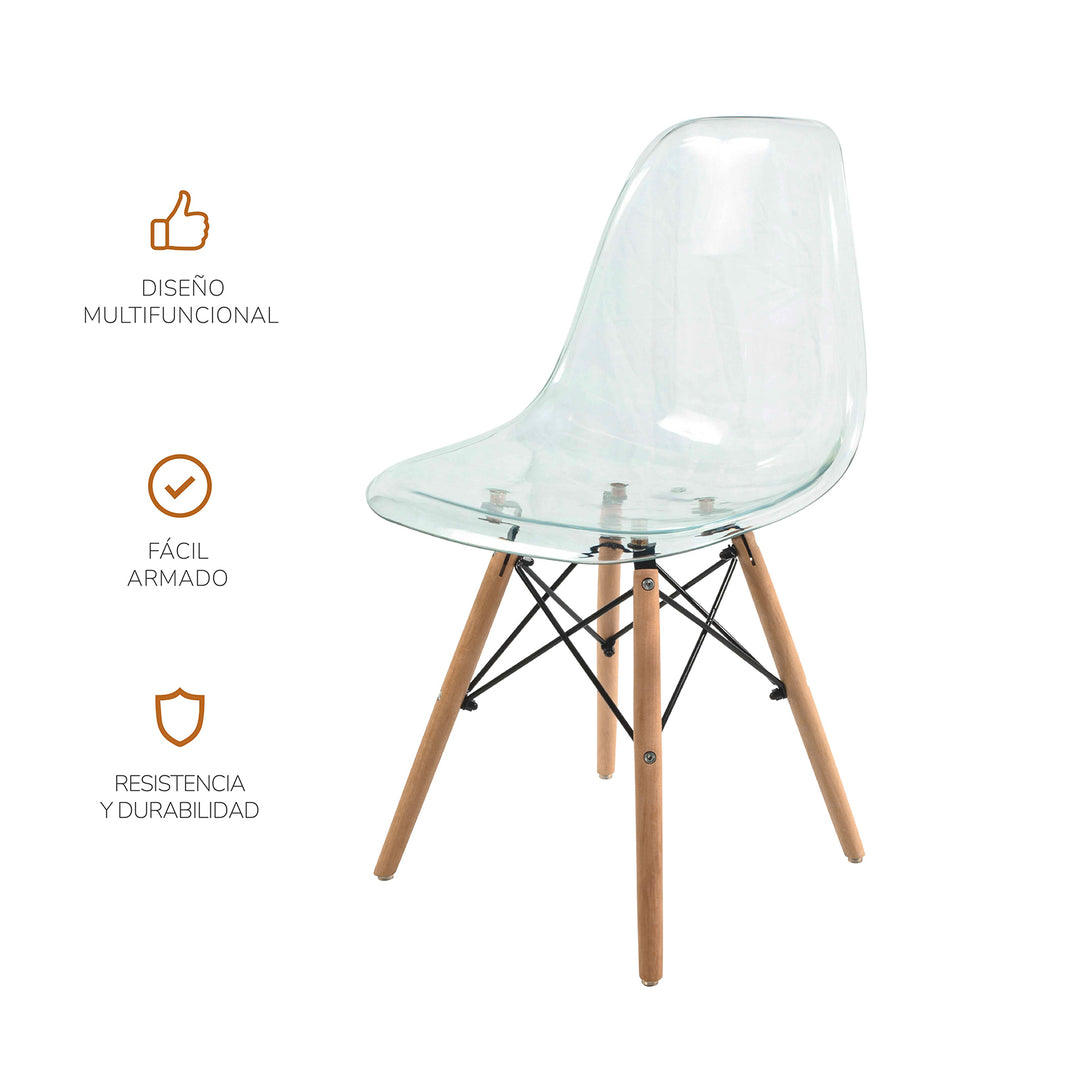 Silla de Comedor T-Mallorca Estilo Eames Transparente