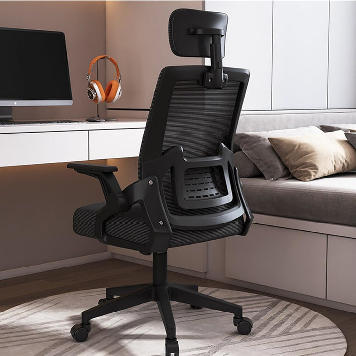 Silla de Oficina Ergonómica con Cabecero Negra