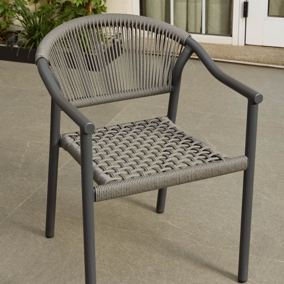 Set 4 Sillas de Exterior de Ratán Sintético Gris Oscuro