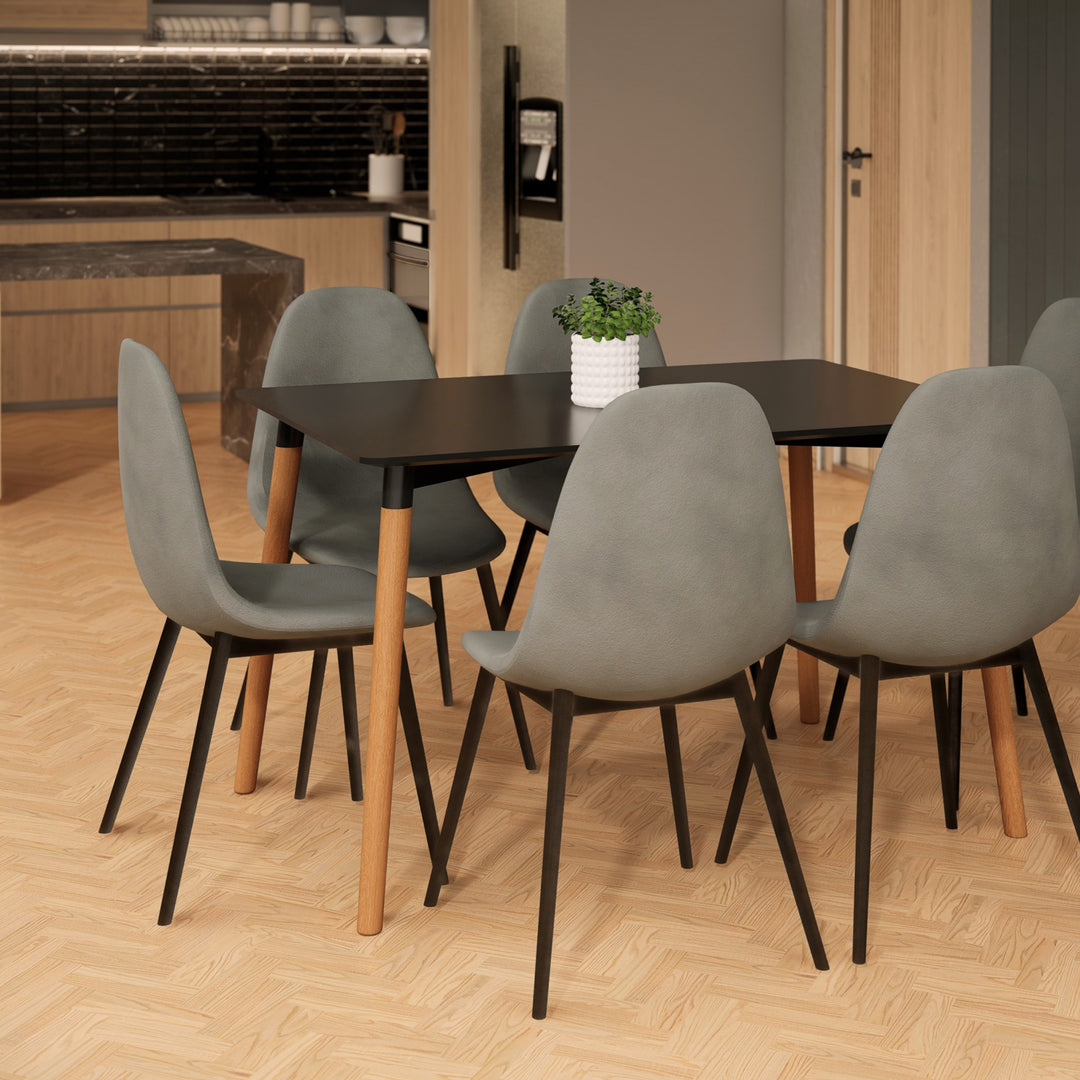 Set 4 Sillas de Sala Comedor Eames Terciopelo Gris