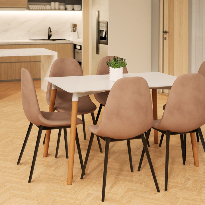 Set 4 Sillas de Sala Comedor Eames Terciopelo Beige