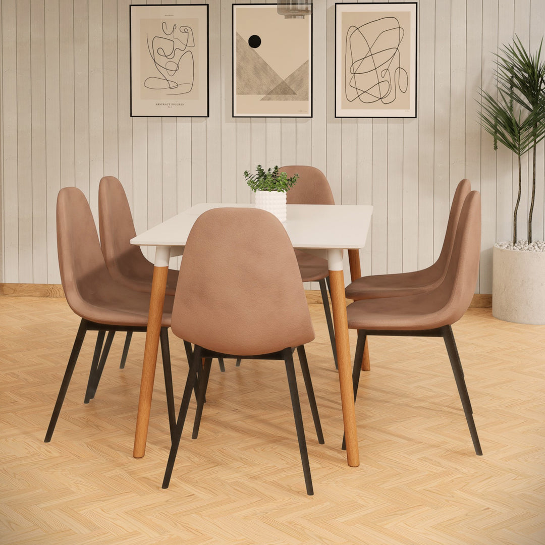 Set 4 Sillas de Sala Comedor Eames Terciopelo Beige