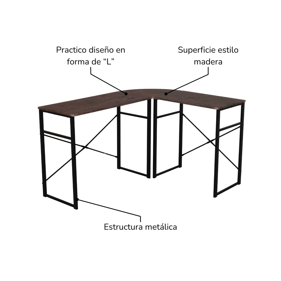 Escritorio Lima Minimalista con Forma de L Café