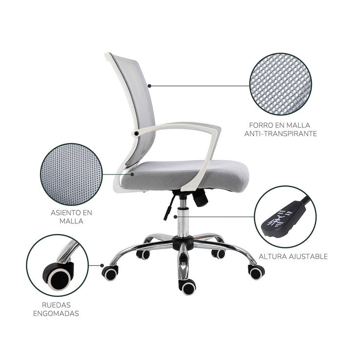 Silla de Oficina Burdeos Semi Reclinable Gris